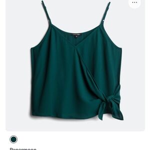 Papermoon Teal Wrap Tank Top with Bow Accent
